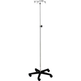 Blickman 7795SS-4 Hackensack Stainless Steel IV Stand with 5-Leg Base 4-Hook 74