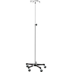Blickman 1350-4 Heavy Duty Chrome IV Stand with 5-Leg Base 4-Hook 56