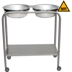 Blickman MRI Safe Double Basin Solution Stand w/ Shelf Stainless Steel 29