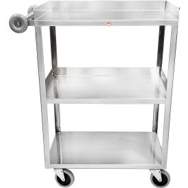 Blickman Light Duty Utility Cart 3 Shelves Guardrail On Middle & Bottom Shelf 2427534000