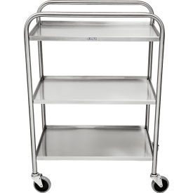 Blickman Standard Medium Duty Utility Cart 3 Shelves 4 Side Lip Width Wise Handrails 2427535000