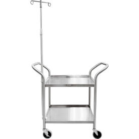 Blickman Heavy Duty Utility Cart 2 Shelves 4 Side Lip Push Handles 2 Hook IV Pole 2427537001