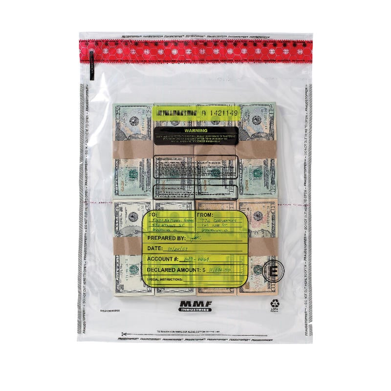 MMF Industries Tamper-Evident Bundle Bags, 4 Capacity, Self-Seal Adhesive, 15in x 20in, Clear, Box Of 250 MPN:2362005N20