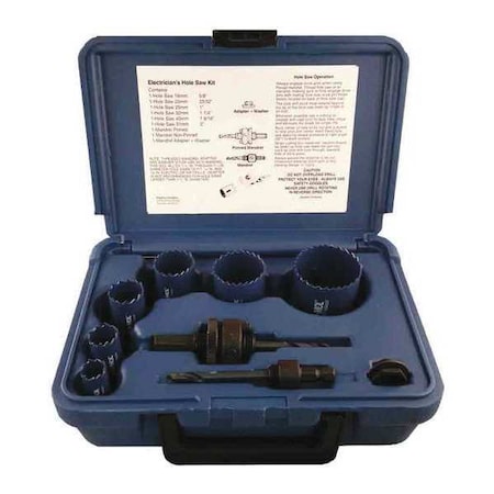 Electrician Hole Saw Kit Metric, 9 pcs. MPN:9593M