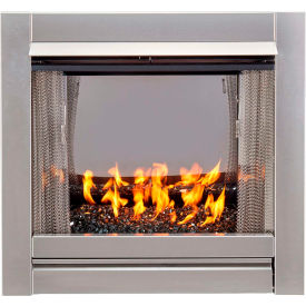 Duluth Forge Ventless Stainless Gas Fireplace Insert w/ Black Glass Media 24000 BTU Manual Ctrl DF450SS-G-RBLK