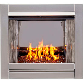 Duluth Forge Ventless Stainless Gas Fireplace Insert w/ Copper Glass Media 24000 BTU Manual Ctrl DF450SS-G-RCO