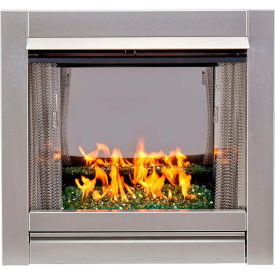 Duluth Forge Ventless Stainless Gas Fireplace Insert w/ Emerald Glass Media 24000 BTU Manual Ctrl DF450SS-G-REM