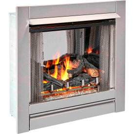 Duluth Forge Ventless Stainless Gas Fireplace Insert w/Glass Media & Log Set 24000 BTU DF450SS-L