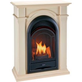 ProCom Dual Fuel Ventless Gas Fireplace System w/ Corner Combo Mantel 15000 BTU T-Stat White PCS150T-1-AW