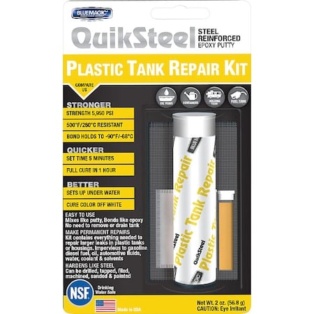 Plastic Tank Repair Kit, QuikSteel, 2 oz Container Size, 1 to 1, White MPN:6522KTRI