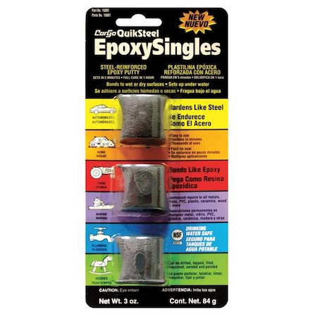 Putty, 1 oz Container Size, Strips, Quicksteel, Gray MPN:16001-6