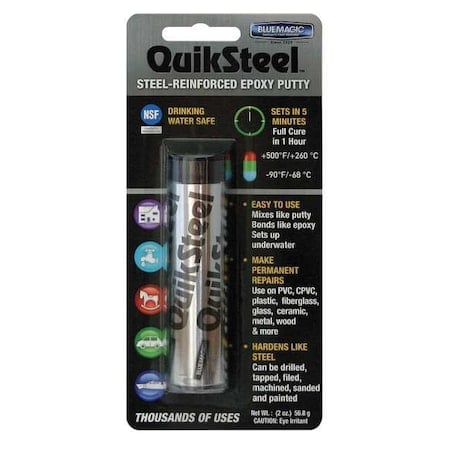 Putty, 2 oz Container Size, Tube, Quicksteel, Gray MPN:16002TRI