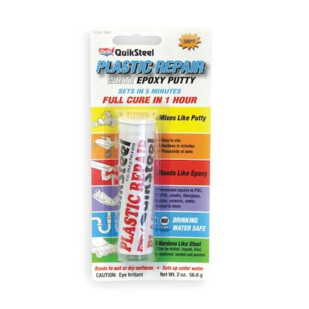 Putty, 2 oz Container Size, Tube, Quicksteel, White MPN:16502TRI