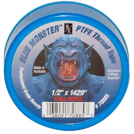 PTFE Thread Sealant Tape, 1/2 in W x 119 ft L, Blue, 0.0023 in Thick MPN:70885
