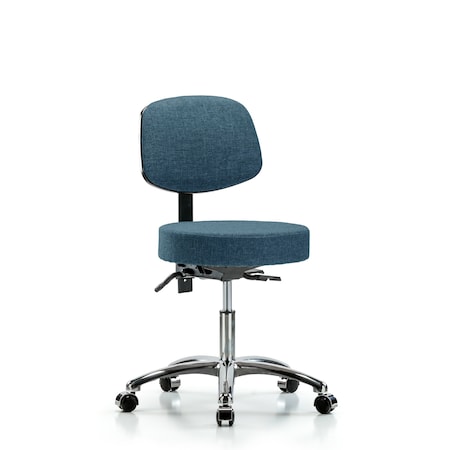Desk Stool, Fabric, Bk Chrome, Casters, Blu MPN:BR-FDHST-CR-T0-CC-F43