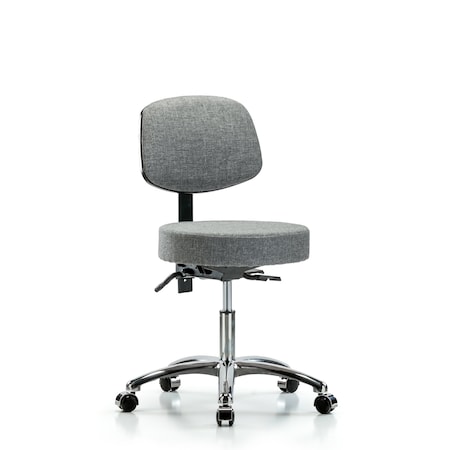 Desk Stool, Fabric, Bk Chrm, Tilt, Cast, Gry MPN:BR-FDHST-CR-T1-CC-F44