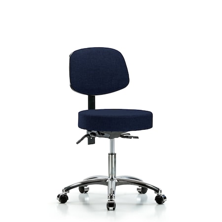 Desk Stool, Fabric, Bk Chrm, Tilt, Cast, Nav MPN:BR-FDHST-CR-T1-CC-F45