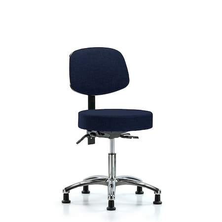 Desk Stool, Fabric, Bk Chrm, Tilt, Glids, Nav MPN:BR-FDHST-CR-T1-RG-F45