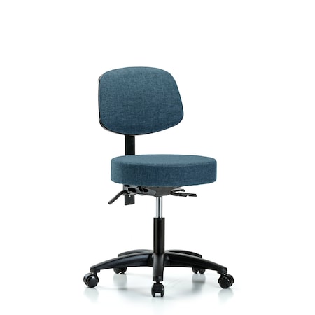 Desk Stool, Fabric, Bk, Casters, Blu MPN:BR-FDHST-RG-T0-RC-F43