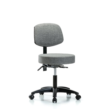 Desk Stool, Fabric, Bk, Casters, Gry MPN:BR-FDHST-RG-T0-RC-F44