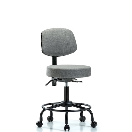 Desk Stool, Fabric, Bk, RT, Casters, Gry MPN:BR-FDHST-RT-T0-RC-F44
