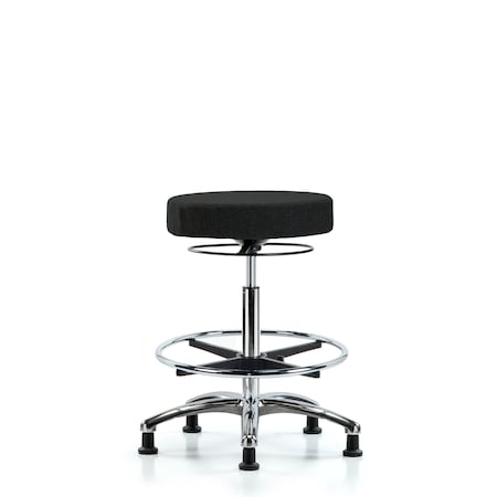 Fab Stool without Back Chrome-High Bench Height with Chrome Foot RingandStationary Glides in Blk Fab MPN:BR-FHBSO-CR-CF-RG-F42