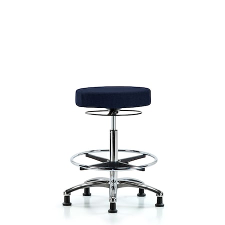 Bench Stool, Hi, Fabric, Chrom, CF, Glids, Nav MPN:BR-FHBSO-CR-CF-RG-F45