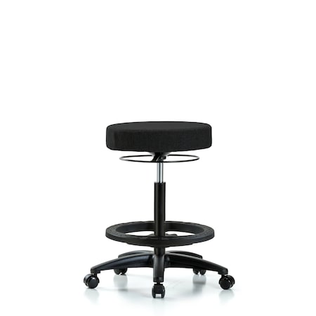 Rutledge Fab Stool without Back - High Bench Height with Black Foot Ring and Casters in Black Fab MPN:BR-FHBSO-RG-BF-RC-F42