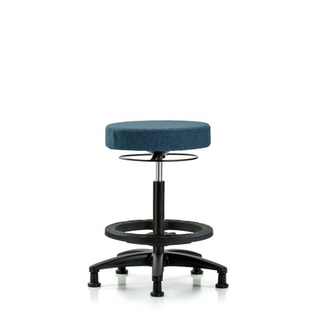 Rutledge Fab Stool without Back - High Bench Height with Black Foot Ring and Stat Glides in Blue Fab MPN:BR-FHBSO-RG-BF-RG-F43