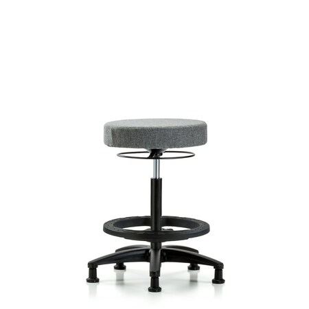 Rutledge Fab Stool without Back - High Bench Height with Black Foot Ring and Stat Glides in Gray Fab MPN:BR-FHBSO-RG-BF-RG-F44