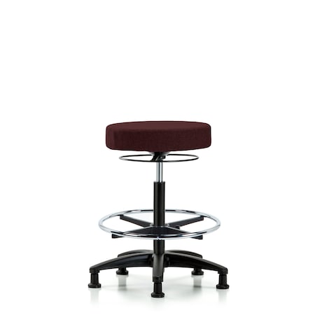 Rutledge Fab Stool without Back-High Bench Height with Chr Foot RingandStat Glides in Burgundy Fab MPN:BR-FHBSO-RG-CF-RG-F41