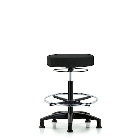 Rutledge Fab Stool without Back-High Bench Height with Chr Foot RingandStat Glides in Black Fab MPN:BR-FHBSO-RG-CF-RG-F42