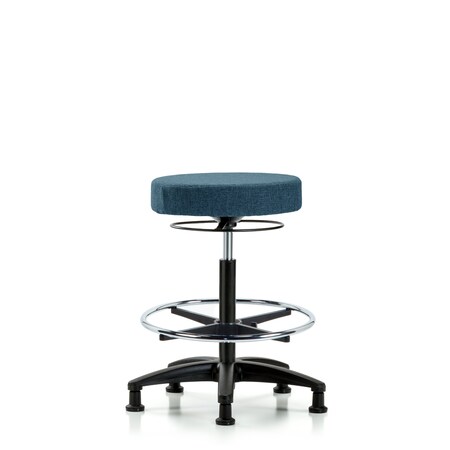 Rutledge Fab Stool without Back-High Bench Height with Chr Foot RingandStat Glides in Blue Fab MPN:BR-FHBSO-RG-CF-RG-F43