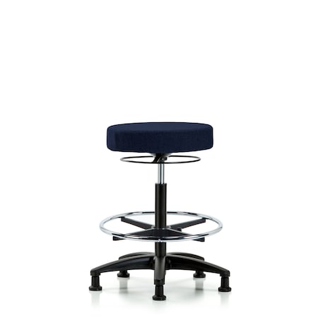 Rutledge Fab Stool without Back-High Bench Height with Chr Foot RingandStat Glides in Navy Fab MPN:BR-FHBSO-RG-CF-RG-F45