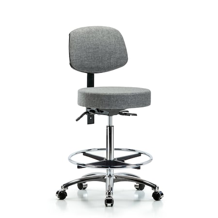 Bench Stool, Hi, Fab, Bk Chrome, CF, Cast, Gry MPN:BR-FHBST-CR-T0-CF-CC-F44
