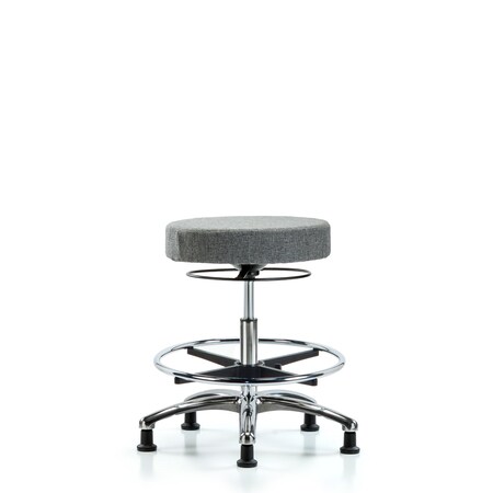 Fab Stool without Back Chr-Medium Bench Height with Chr Foot Ring and Stationary Glides in Gray Fab MPN:BR-FMBSO-CR-CF-RG-F44