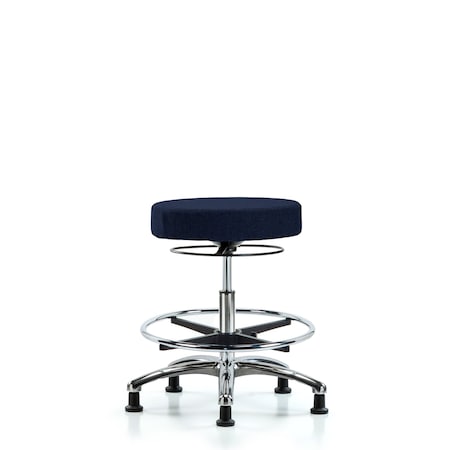 Fab Stool without Back Chr-Medium Bench Height with Chr Foot Ring and Stationary Glides in Navy Fab MPN:BR-FMBSO-CR-CF-RG-F45