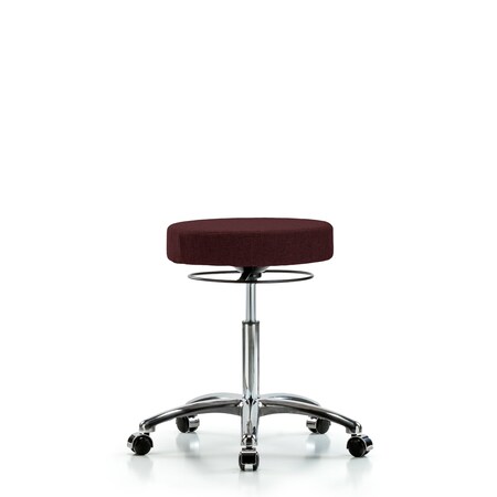 Rutledge Fabric Stool without Back Chrome - Medium Bench Height with Casters in Burgundy Fabric MPN:BR-FMBSO-CR-NF-CC-F41