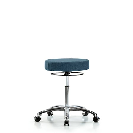 Rutledge Fabric Stool without Back Chrome - Medium Bench Height with Casters in Blue Fabric MPN:BR-FMBSO-CR-NF-CC-F43