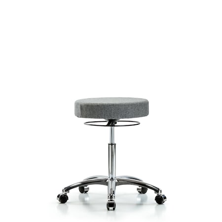 Rutledge Fabric Stool without Back Chrome - Medium Bench Height with Casters in Gray Fabric MPN:BR-FMBSO-CR-NF-CC-F44