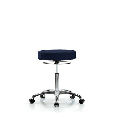 Rutledge Fabric Stool without Back Chrome - Medium Bench Height with Casters in Navy Fabric MPN:BR-FMBSO-CR-NF-CC-F45