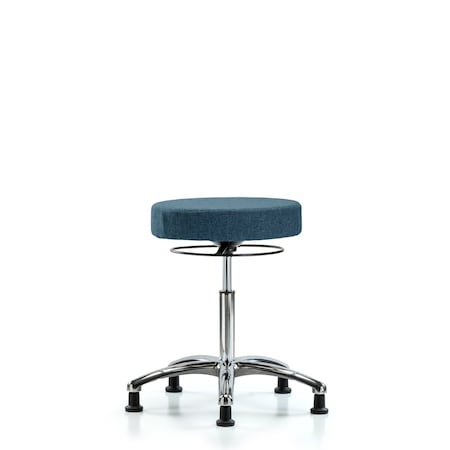 Rutledge Fab Stool without Back Chrome - Medium Bench Height with Stationary Glides in Blue Fab MPN:BR-FMBSO-CR-NF-RG-F43