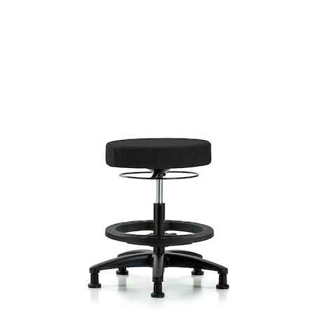 Rutledge Fab Stool without Back-Medium Bench Height with Black Foot RingandStat Glides in Black Fab MPN:BR-FMBSO-RG-BF-RG-F42