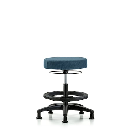 Rutledge Fab Stool without Back-Medium Bench Height with Black Foot RingandStat Glides in Blue Fab MPN:BR-FMBSO-RG-BF-RG-F43