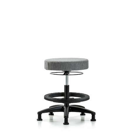 Rutledge Fab Stool without Back-Medium Bench Height with Black Foot RingandStat Glides in Gray Fab MPN:BR-FMBSO-RG-BF-RG-F44