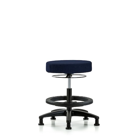 Rutledge Fab Stool without Back-Medium Bench Height with Black Foot RingandStat Glides in Navy Fab MPN:BR-FMBSO-RG-BF-RG-F45