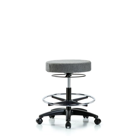 Rutledge Fab Stool without Back - Med Bench Height with Chrome Foot Ring and Casters in Gray Fab MPN:BR-FMBSO-RG-CF-RC-F44