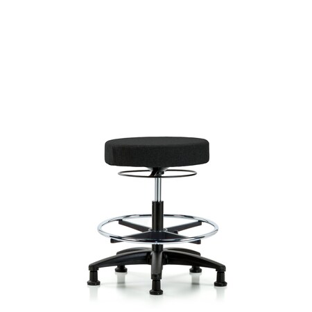 Rutledge Fab Stool without Back-Medium Bench Height with Chr Foot RingandStat Glides in Black Fab MPN:BR-FMBSO-RG-CF-RG-F42