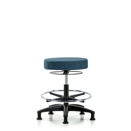 Rutledge Fab Stool without Back-Medium Bench Height with Chr Foot RingandStat Glides in Blue Fab MPN:BR-FMBSO-RG-CF-RG-F43