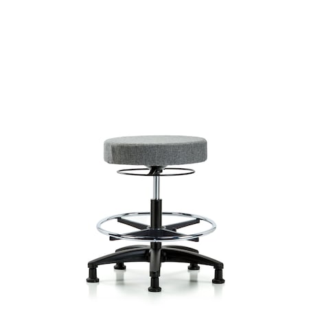 Rutledge Fab Stool without Back-Medium Bench Height with Chr Foot RingandStat Glides in Gray Fab MPN:BR-FMBSO-RG-CF-RG-F44